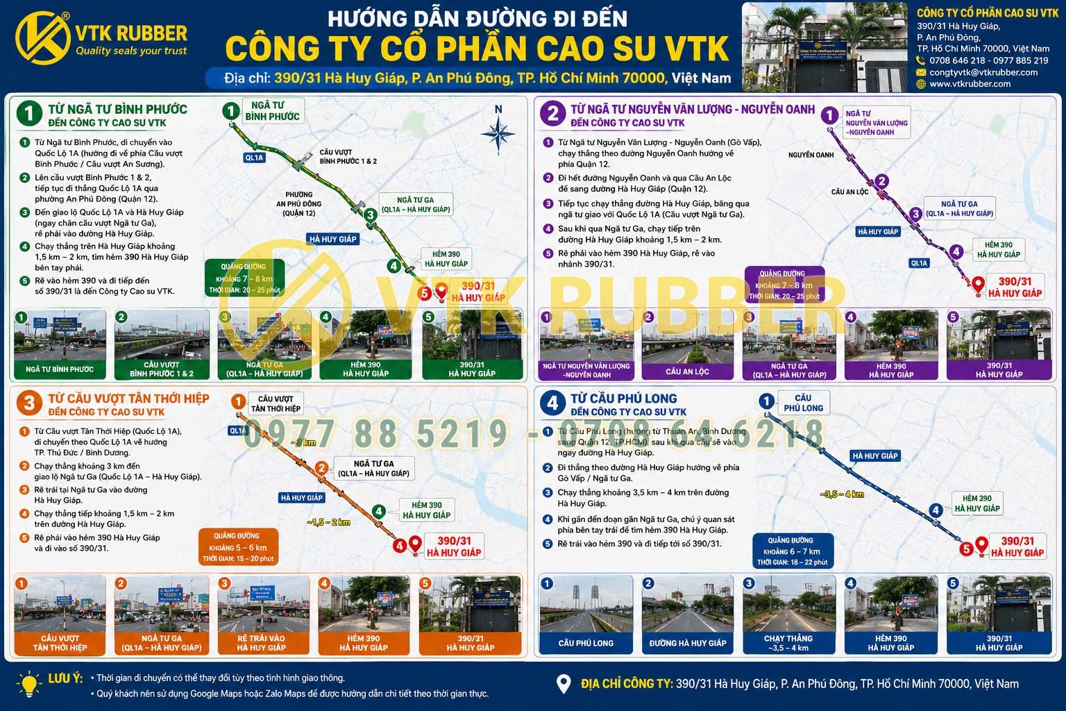 Chỉ dẫn đến văn phòng CTY CAO SU VTK